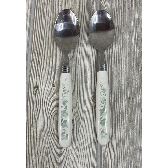 Corelle Other - Corelle Flatware Soup Spoon Calloway GREEN IVY Stainless Replacement Lot of 2